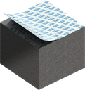 Cell sponge rubber 25 x 30 mm, EPDM black stretch eliminating and self-adhesive