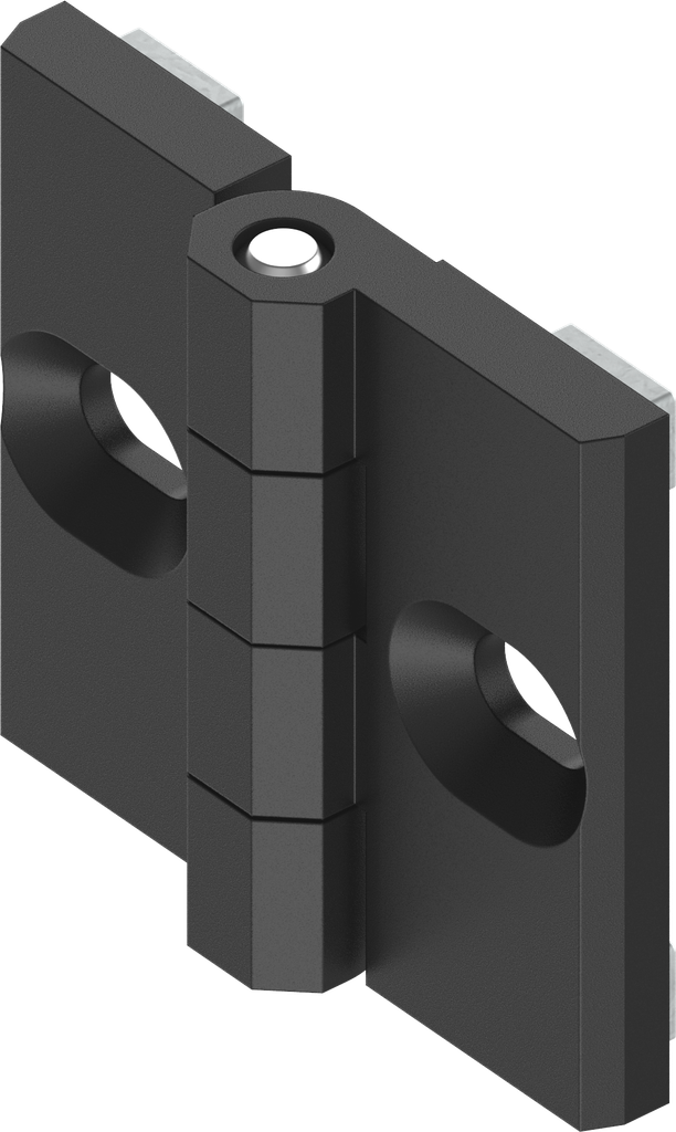 180° Profile rail hinge, Zinc die black powder-coated