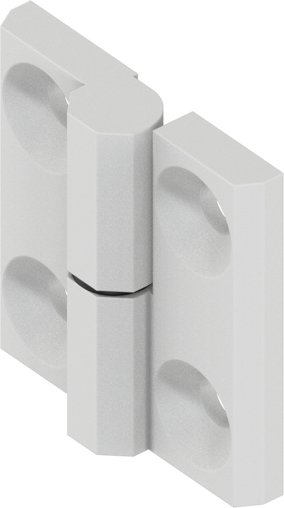 180° Hinge, right version, Zinc die white aluminium powder-coated