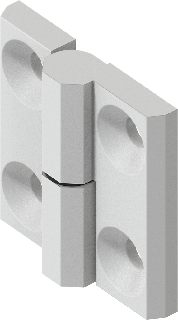 180° Hinge, left version, Zinc die white aluminium powder-coated