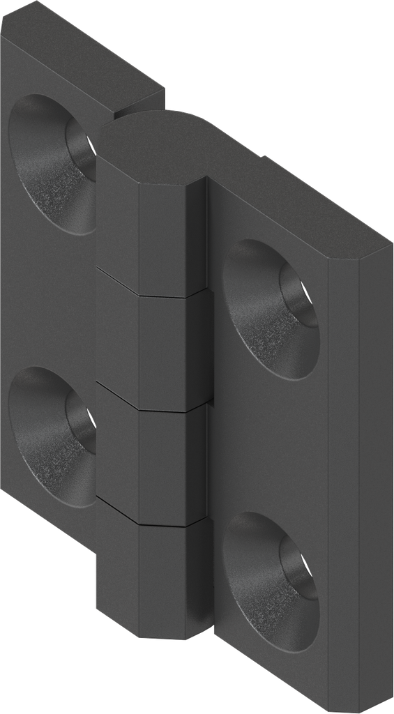 180° Hinge without hinge pin, Aluminium black powder-coated