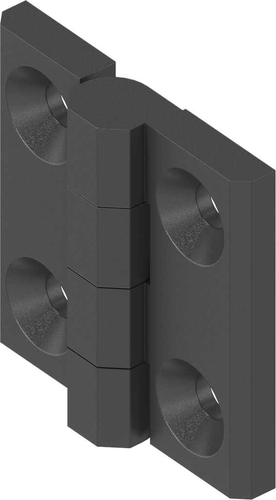 180° Hinge without hinge pin, Aluminium black powder-coated