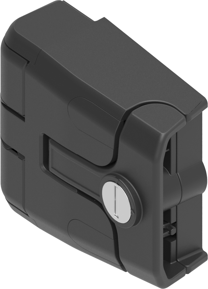 Latch-Hinge with pressure relief, keyed 9081, Polyamide GF black