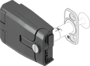 Latch-Hinge without pressure relief, round cylinder, keyed different, Polyamide GF black