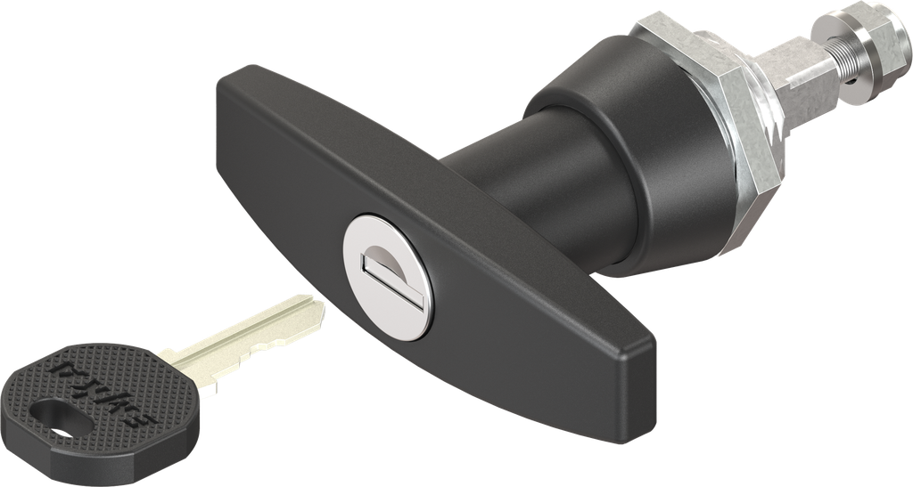 T-handle, keyed EK 333, Zinc die black powder-coated