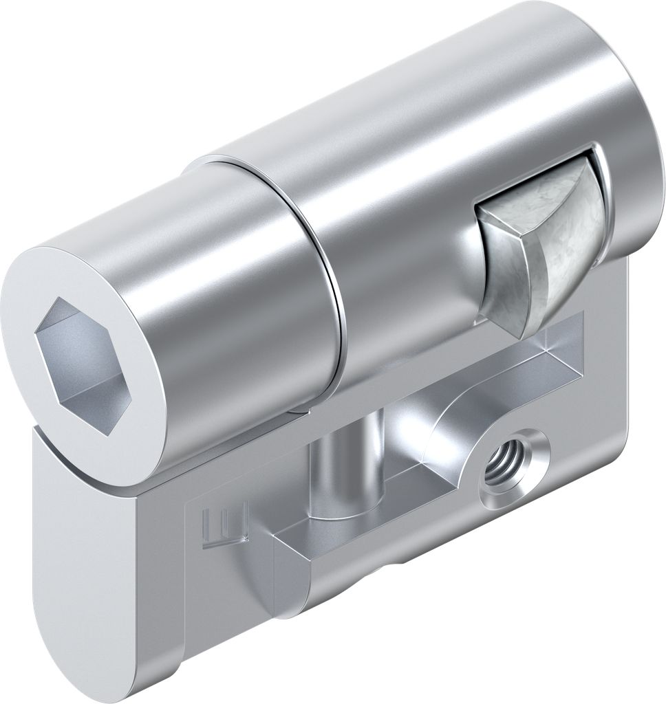 Profile half cylinder with insert hexagon female SW8, Zinc die chrome-plated