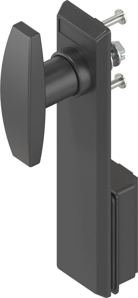 Escutcheon with T-handle, non-keyed, Polyamide black and zinc die black powder-coated