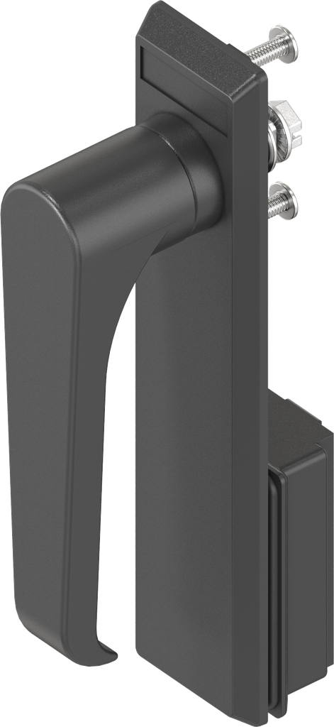 Escutcheon with L-handle, non-keyed, Polyamide black and zinc die black powder-coated