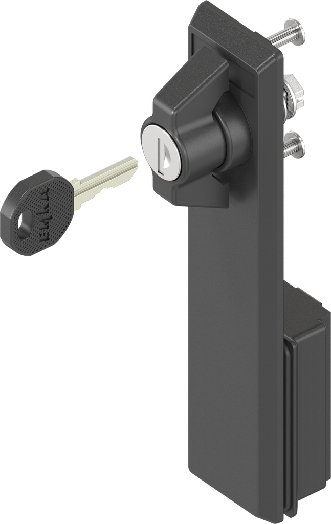 Escutcheon with wing knob, keyed different, Polyamide black and zinc die black powder-coated