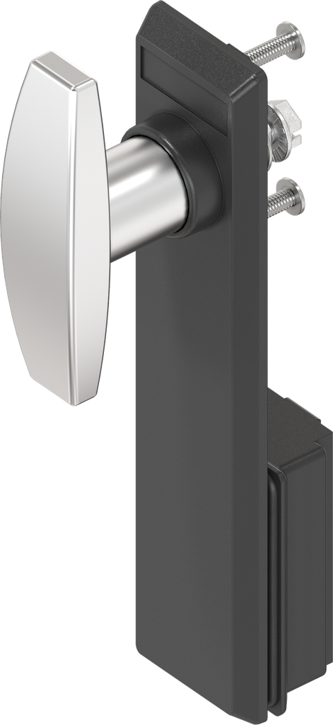 Escutcheon with T-handle, non-keyed, Stainless steel and polyamide black