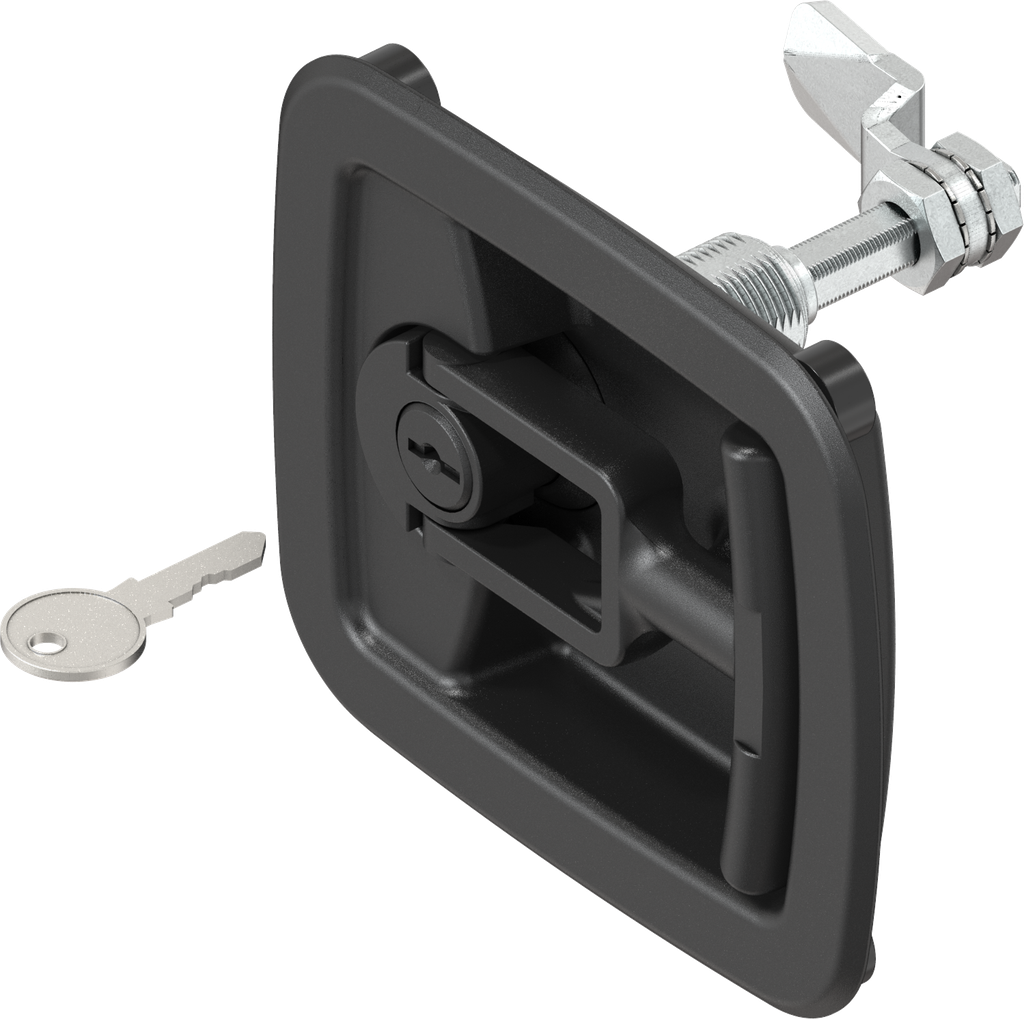 Chest handle with compression function keyed different, Polyamide black and zinc die black powder-coated