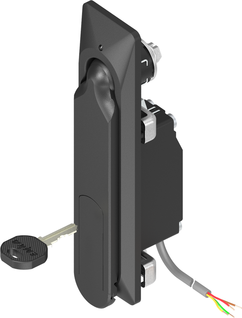 Swinghandle 1154 with electromagnetic release and emergency opening, keyed different, Zinc die black powder-coated