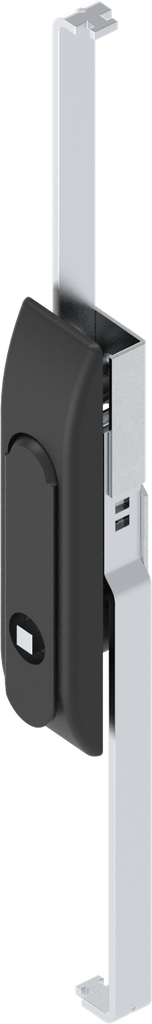 Schwenkgriff mit Schlossstangen mit Betätigung Vierkant 7, Polyamid und GD-Zn schwarz gepulvert