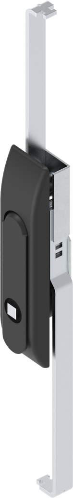 Swinghandle with rods with insert square 8, Polyamide and zinc die black powder-coated