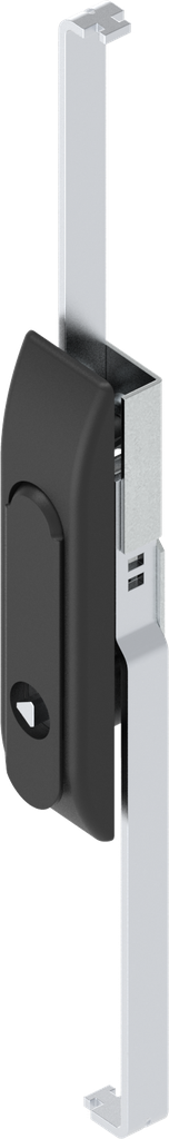 Schwenkgriff mit Schlossstangen mit Betätigung Dreikant 7, Polyamid und GD-Zn schwarz gepulvert