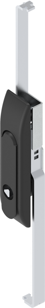 Maneta giratoria con varillas con inserto triángulo 8, poliamida y zamak recubierto de polvo negro