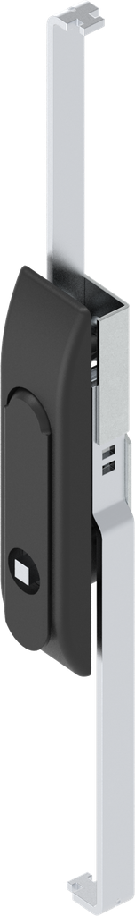 Schwenkgriff mit Schlossstangen mit Betätigung Vierkant 7, GD-Zn schwarz gepulvert