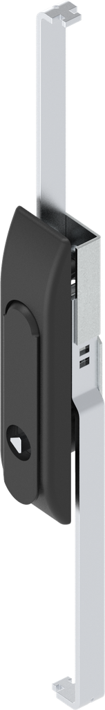 Schwenkgriff mit Schlossstangen mit Betätigung Dreikant 7, GD-Zn schwarz gepulvert