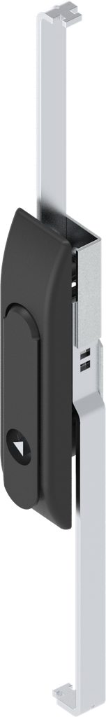 Swinghandle with rods with insert triangular 6.5 CNOMO, Zinc die black powder-coated