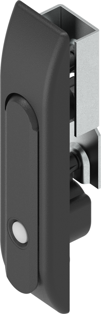 Swinghandle for rods with push button, Polyamide and zinc die black powder-coated