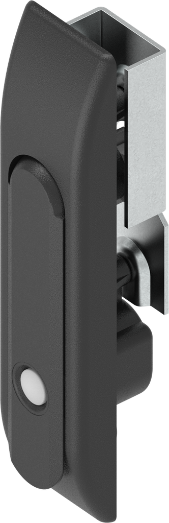 Swinghandle for rods with push button, Zinc die black powder-coated