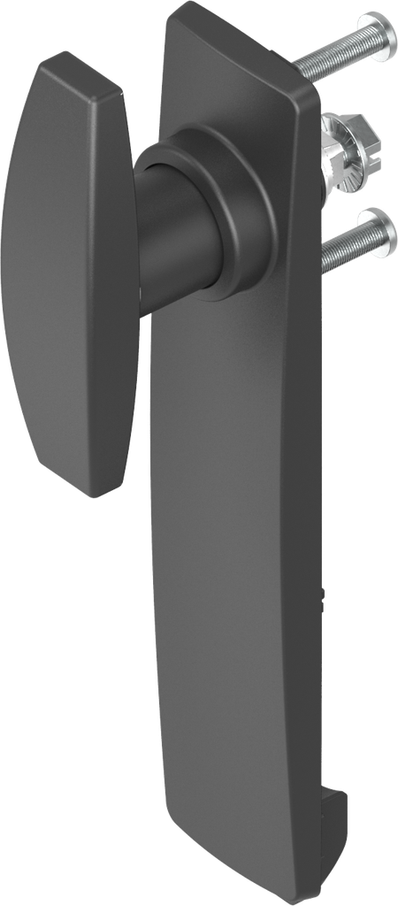 Escutcheon long with T-handle, non-keyed, Polyamide black and zinc die black powder-coated