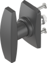 Escutcheon short with T-handle, non-keyed, Polyamide black and zinc die black powder-coated