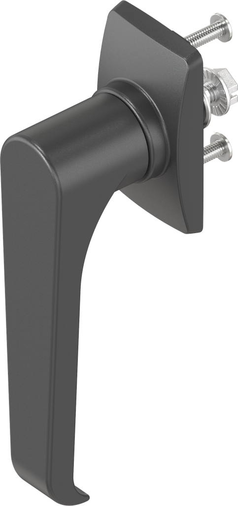 Escutcheon short with L-handle, non-keyed, Polyamide black and zinc die black powder-coated