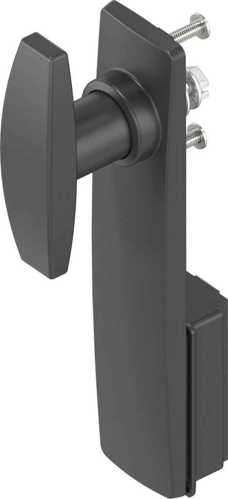 Escutcheon long with T-handle, non-keyed, Polyamide black and zinc die black powder-coated