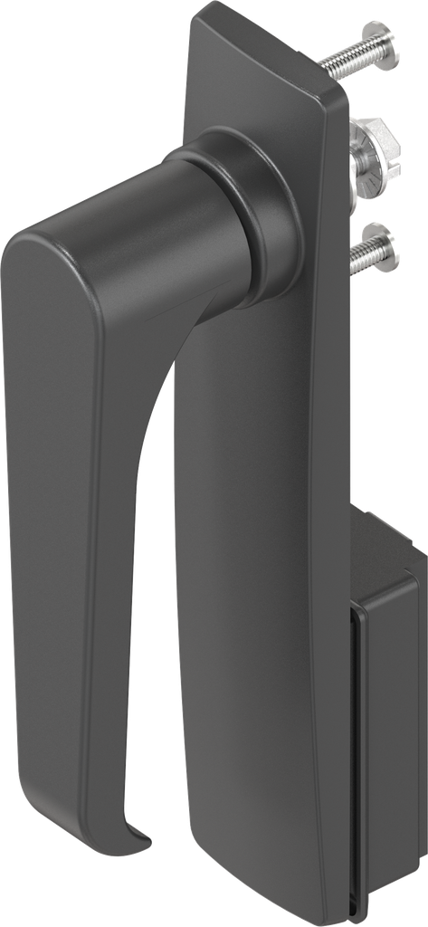 Escutcheon long with L-handle, non-keyed, Polyamide black and zinc die black powder-coated