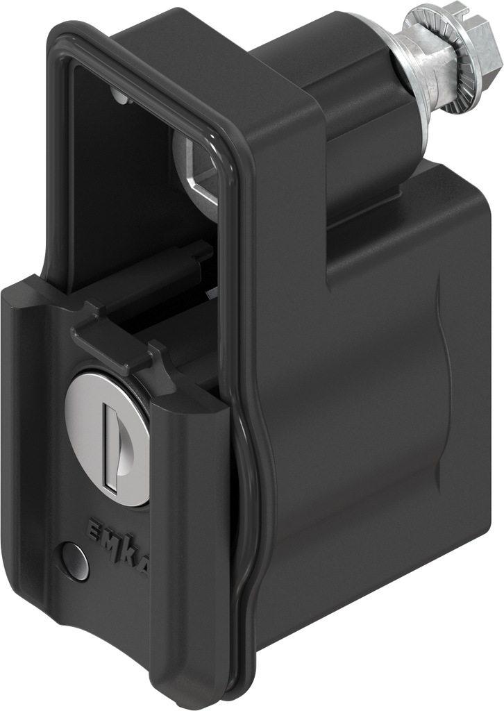 Locking set, left version, with round cylinder EK 333, Zinc die black powder-coated for outdoor use