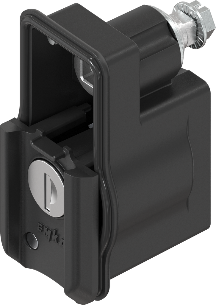 Locking set, right version, with round cylinder EK 333, Zinc die black powder-coated for outdoor use