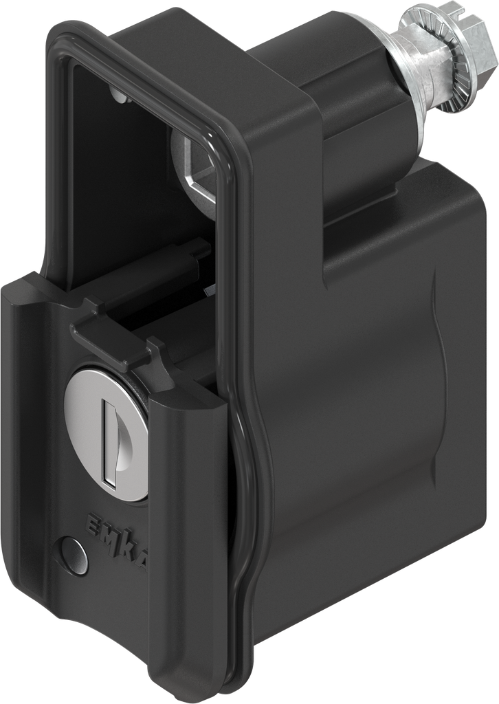 Módulo derecha con cilindro redondo EK 333, zamak recubierto de polvo negro para uso en exteriores