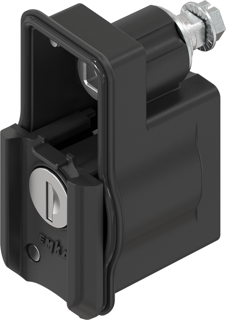 Baustein links mit Rundzylinder unterschiedliche Schließung, GD-Zn schwarz gepulvert für Außenanwendung