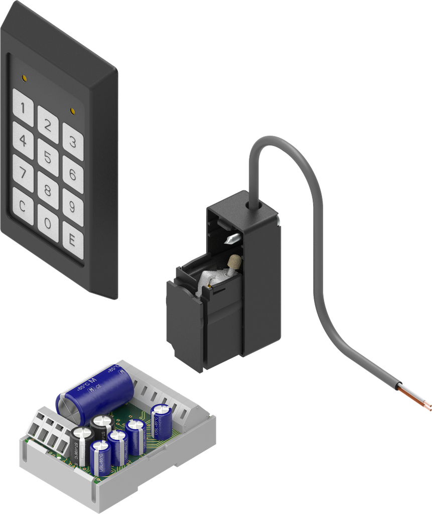 Elektronisches Tastaturschloss mit Verschluss-Systembaustein Polyamid GF schwarz, Polyamid GF schwarz