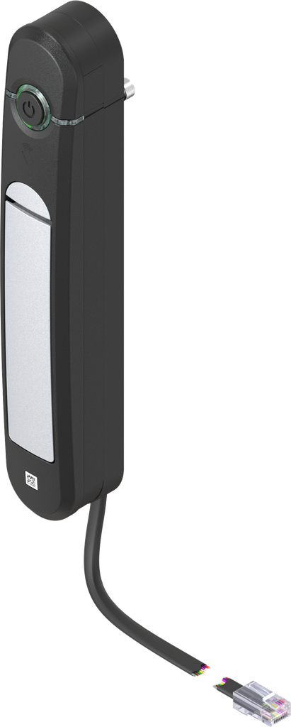 Swinghandle Agent E Wired with RFID card reader 13.56 kHz, Zinc die white aluminium powder-coated and polyamide GF black