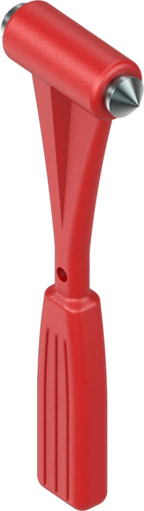 Emergency hammer with hardened steel pin, Polypropylene red