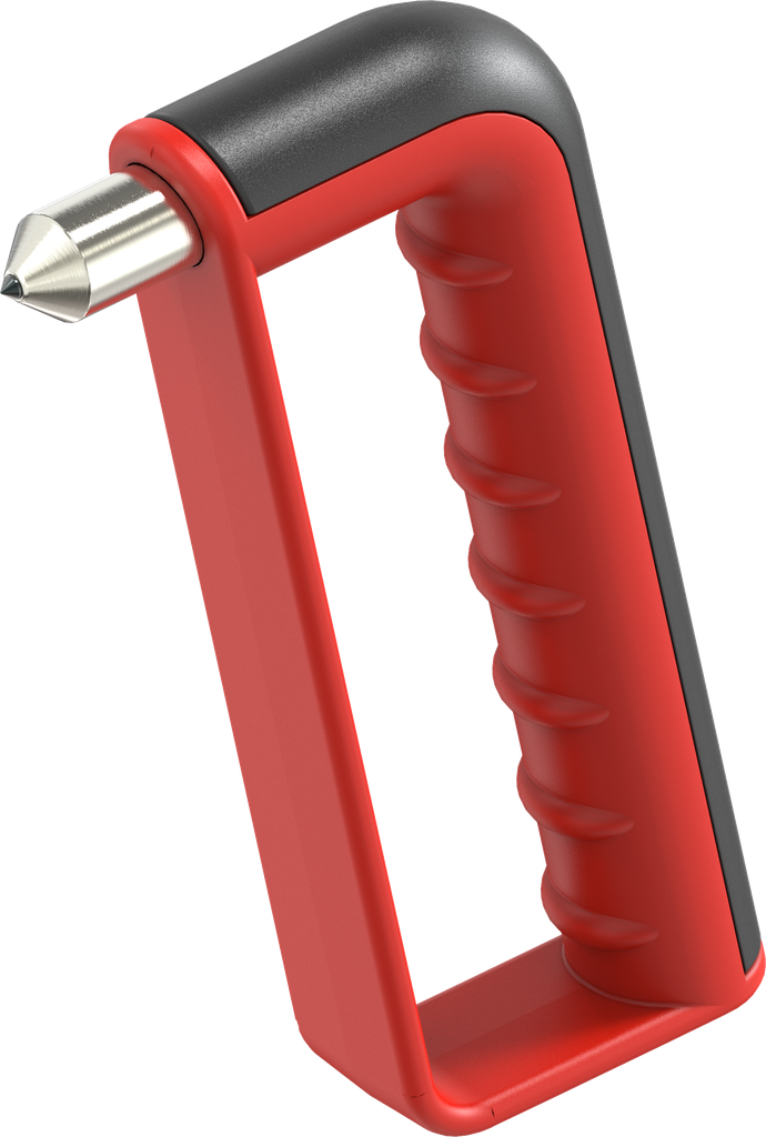 Emergency hammer with hand protection, Steel and poylamide red