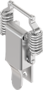 Toggle latch with springs for tolerance compensation without padlock facility, drilled, Stainless steel AISI 304