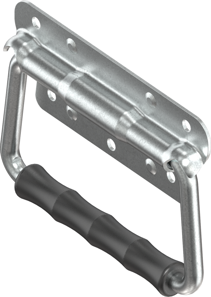 Chest handle without piano wire torsion spring and counterplate, Steel zinc-plated DS plus top coat