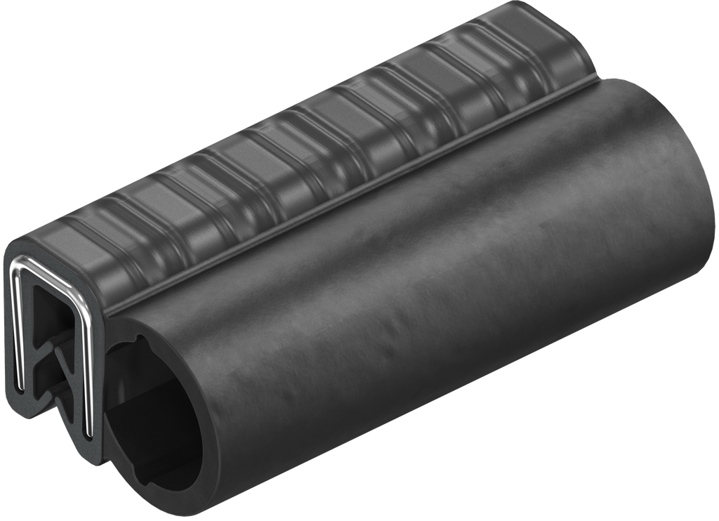 Sealing profile made of fire protection material, self-clamping, Foam rubber EPDM; clamping profile EPDM 60 ± 5 Shore A black