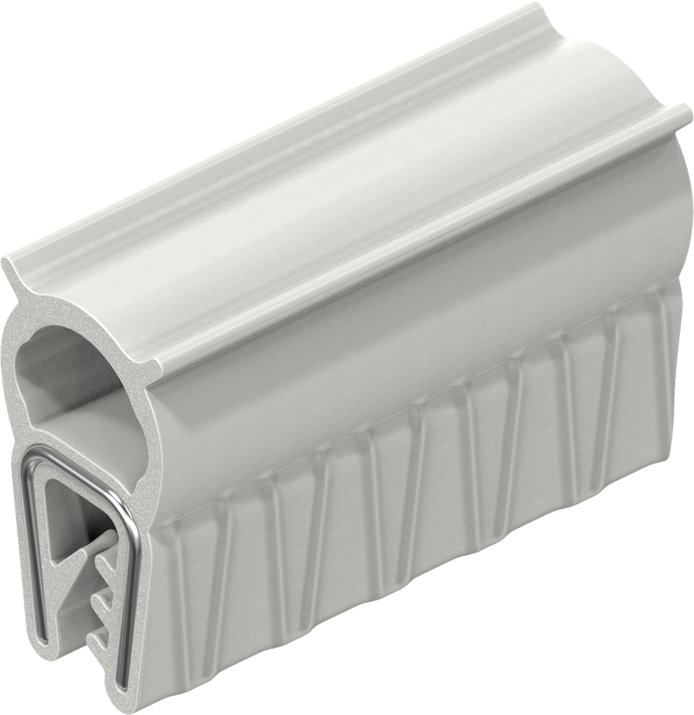 Sealing profile made of fire protection material, self-clamping, Silicon solid material 75 ± 5 Shore A pure white