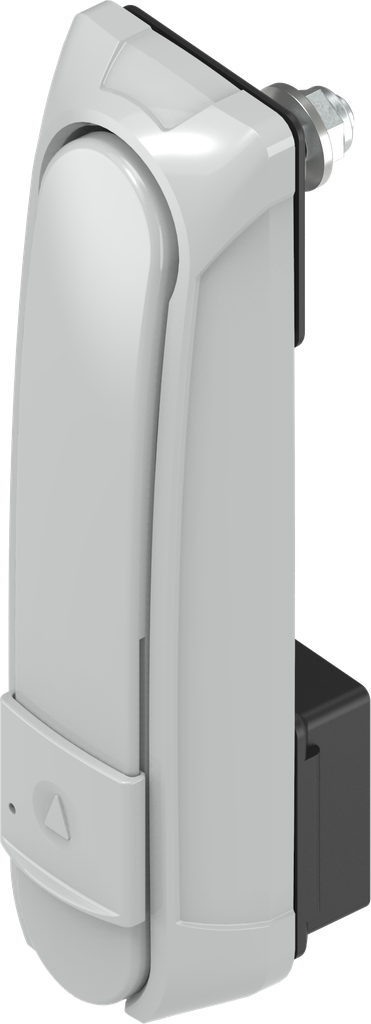 Maneta giratoria "larga" con RC2 para cilindro perfilado 45 mm (A = 35 mm), zamak recubierto de polvo gris RAL 7038 y con pintura antigrafiti