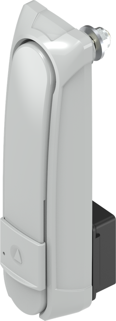 Schwenkgriff "lang" mit RC2 für Profil-Halbzylinder 40 mm (A = 30 mm) mit zusätzlicher Schließdaumenstellung 30°, GD-Zn grau gepulvert RAL 7038 und antigraffiti lackiert