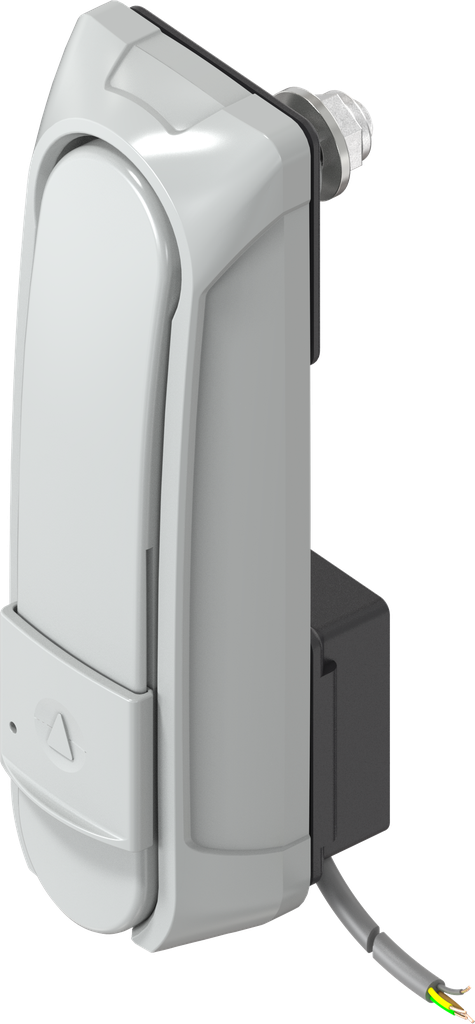 Swinghandle "short" with RC2, with electromechanical release and for profile half cylinder 40 mm or 45 mm (A = 30 mm or 45 mm), Zinc die grey powder-coated