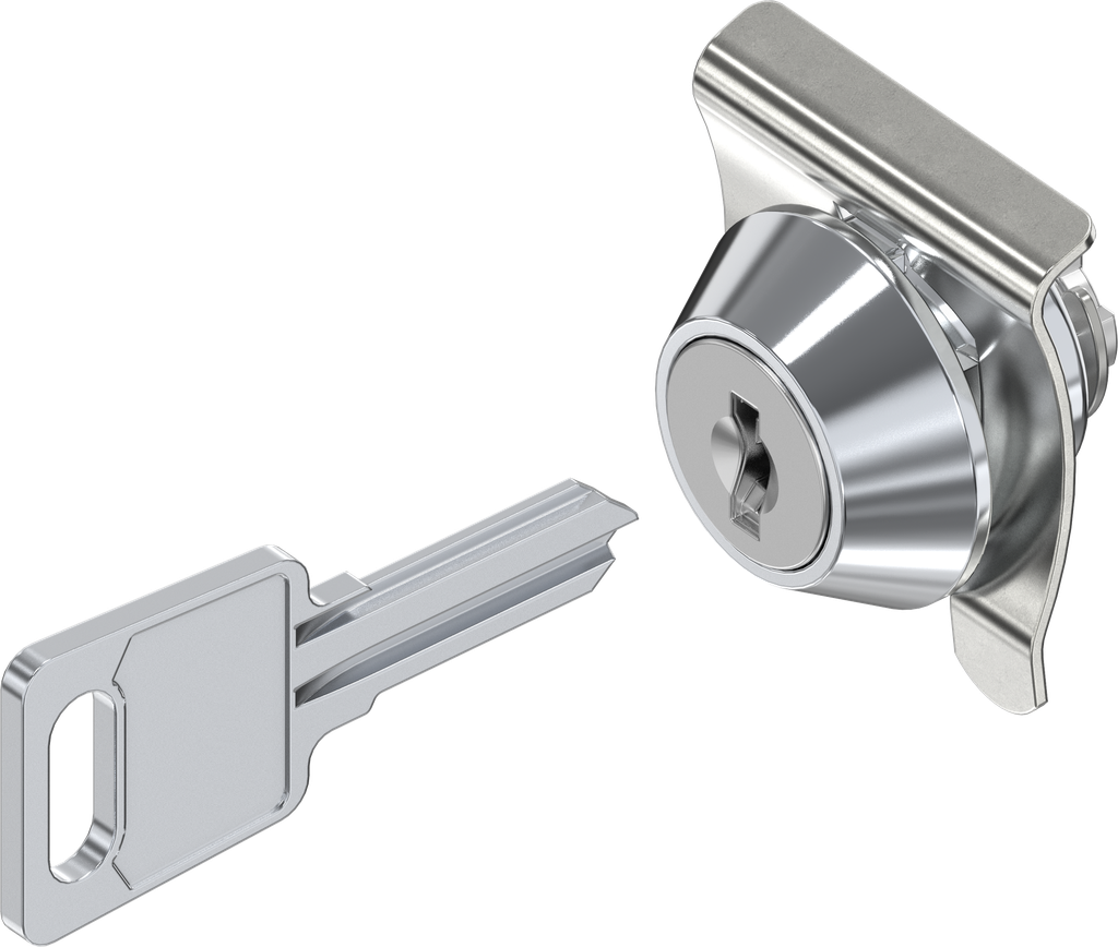 Cylinder quarter turn, right hand version with 2 keys, Zinc die chrome-plated