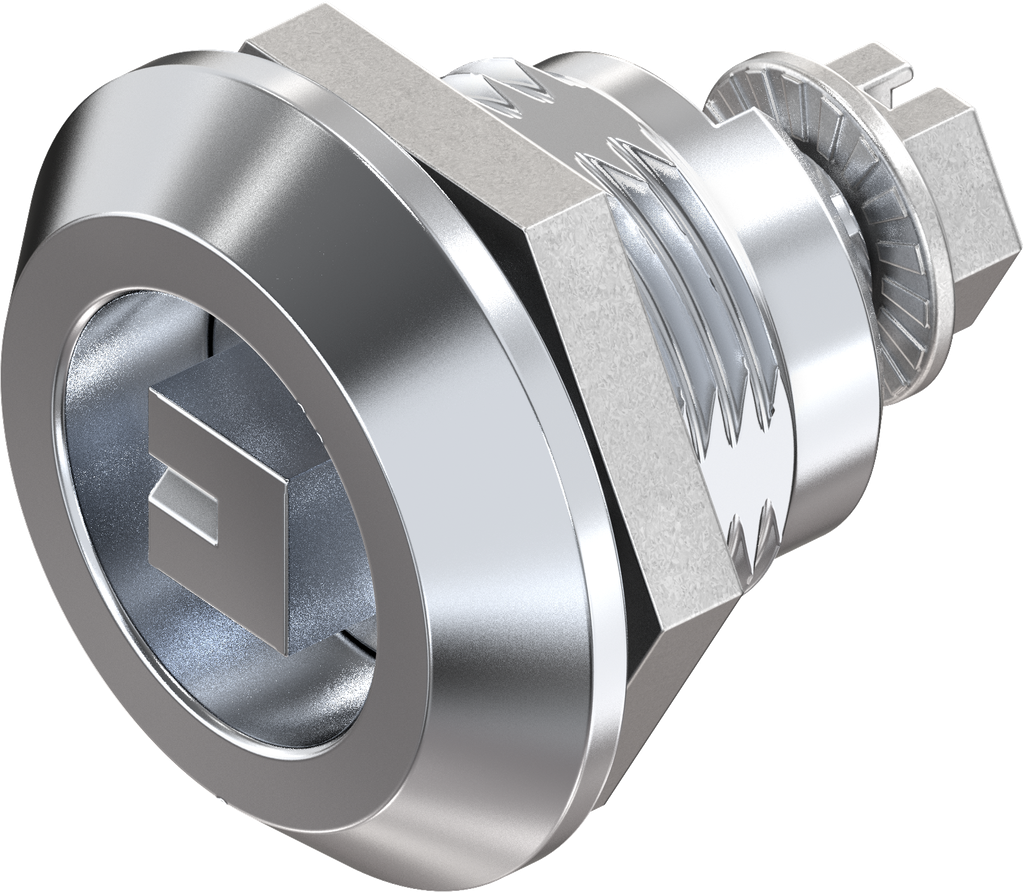 Vibration-resistant quarter turn square 8 with marking, Zinc die chrome-plated