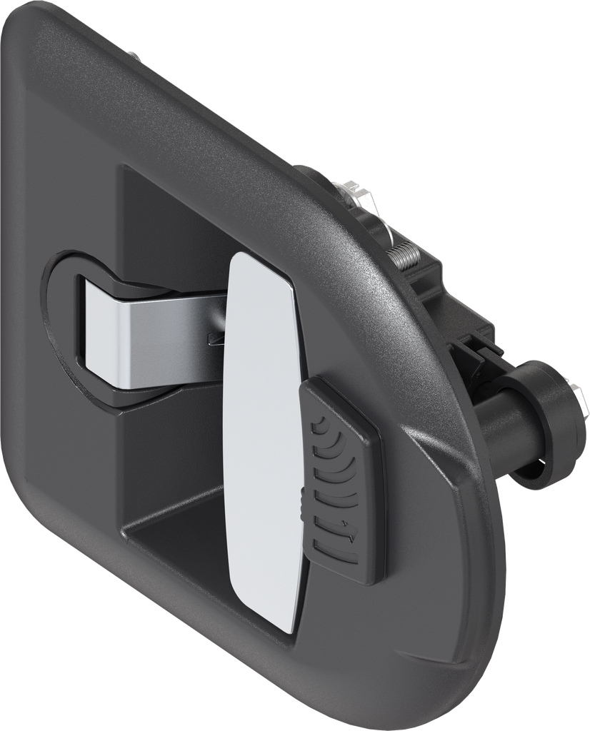 Folding T-handle with compression function, key system Ronis E, Polyamide GF black and zinc die chrome-plated