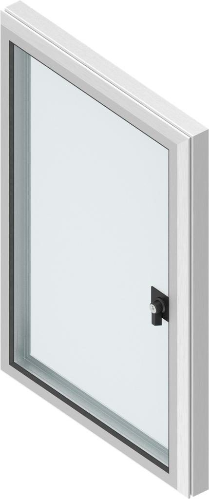 Aluminium window with 30 mm frame with wing knob quarter turn at the front, keyed 2233X, Aluminium anodized