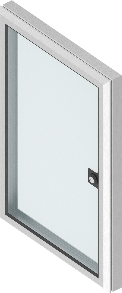 Aluminium window with 30 mm frame with cylinder quarter turn at the front, keyed EK 333, Aluminium anodized